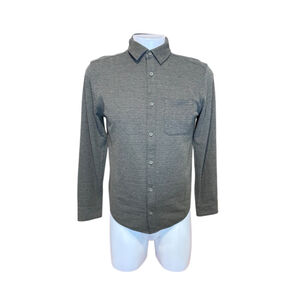 Men's VRST Textured Knit Button Down Shirt XXL Olive Green Heather